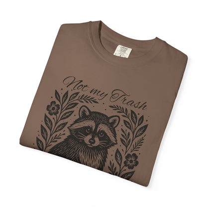 Woodcut Raccoon Illustration T-Shirt | Forest Animal Tee, Wildlife lover Comfort Colors T-shirt, Not my Trash Funny shirt