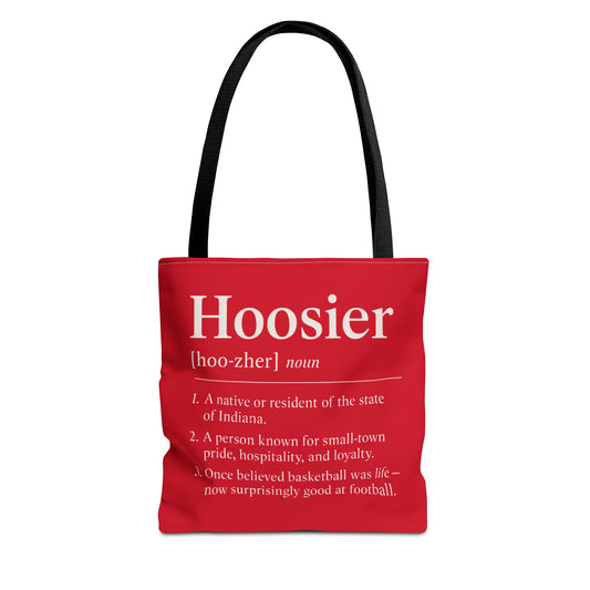Hoosier Definition Tote Bag — Indiana Pride Red Canvas Tote (Hoosier [hoo-zher] noun)