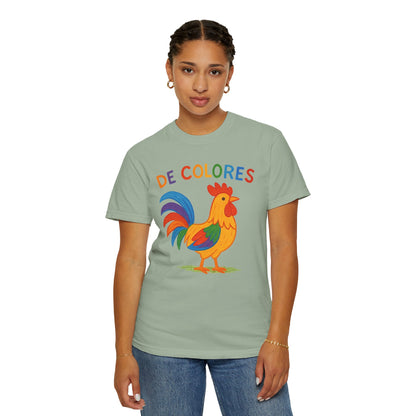 De Colores Comfort Colors Rooster T-shirt, Colorful Unisex Tee, Vibrant Rooster Shirt, Rainbow Chicken Top, Chicken Lover Gift