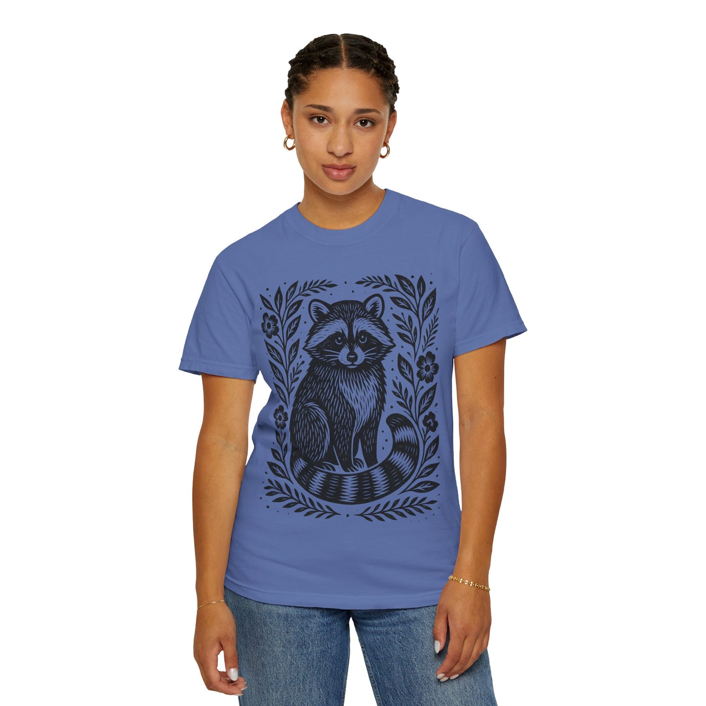 Woodcut Raccoon Illustration T-Shirt | Forest Animal Tee Wildlife lover Comfort Colors T-shirt