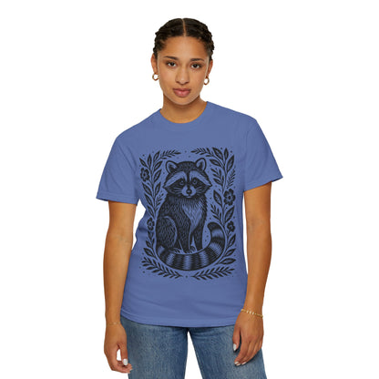 Woodcut Raccoon Illustration T-Shirt | Forest Animal Tee Wildlife lover Comfort Colors T-shirt
