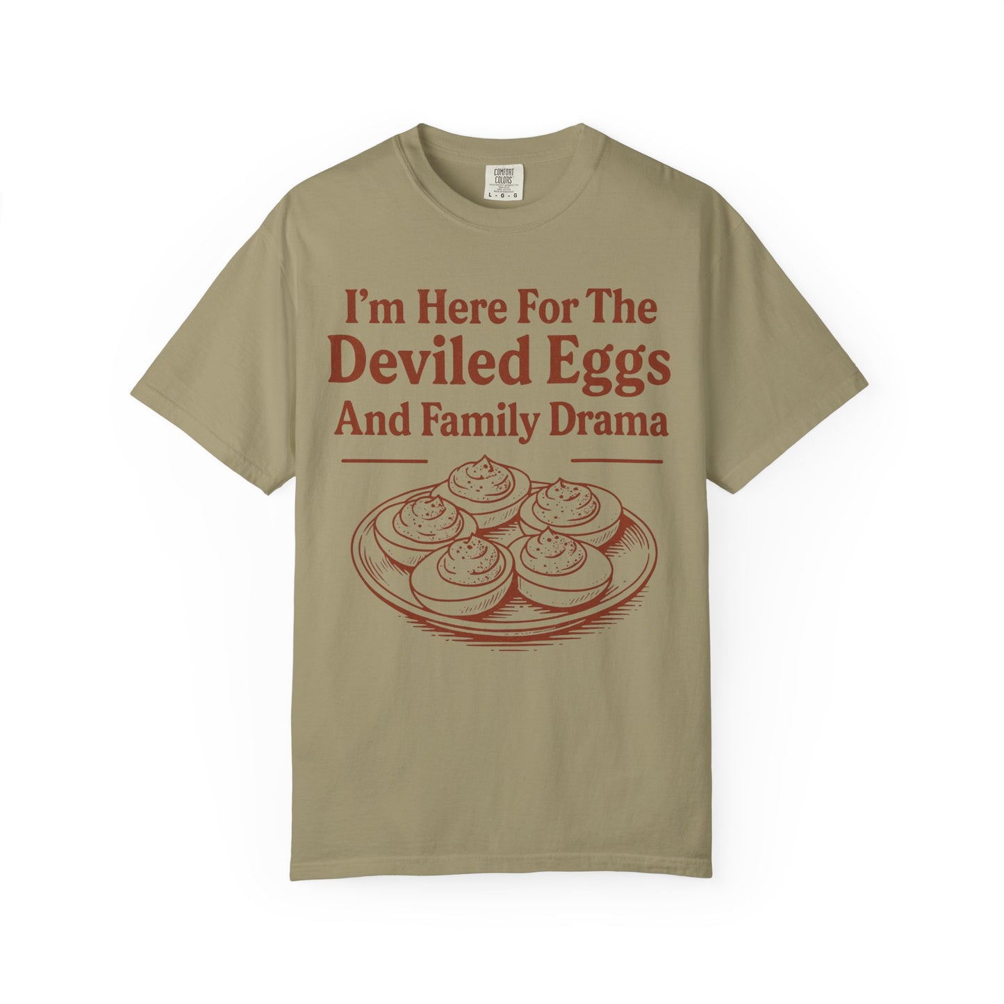 Thanksgiving Deviled Eggs Unisex Garment-Dyed T-shirt, Family Drama Holiday Tee, Funny Turkey Day Shirt, Fall Comfort Colors tshirt