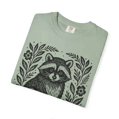 Woodcut Raccoon Illustration T-Shirt | Forest Animal Tee Wildlife lover Comfort Colors T-shirt