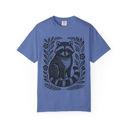 Woodcut Raccoon Illustration T-Shirt | Forest Animal Tee Wildlife lover Comfort Colors T-shirt