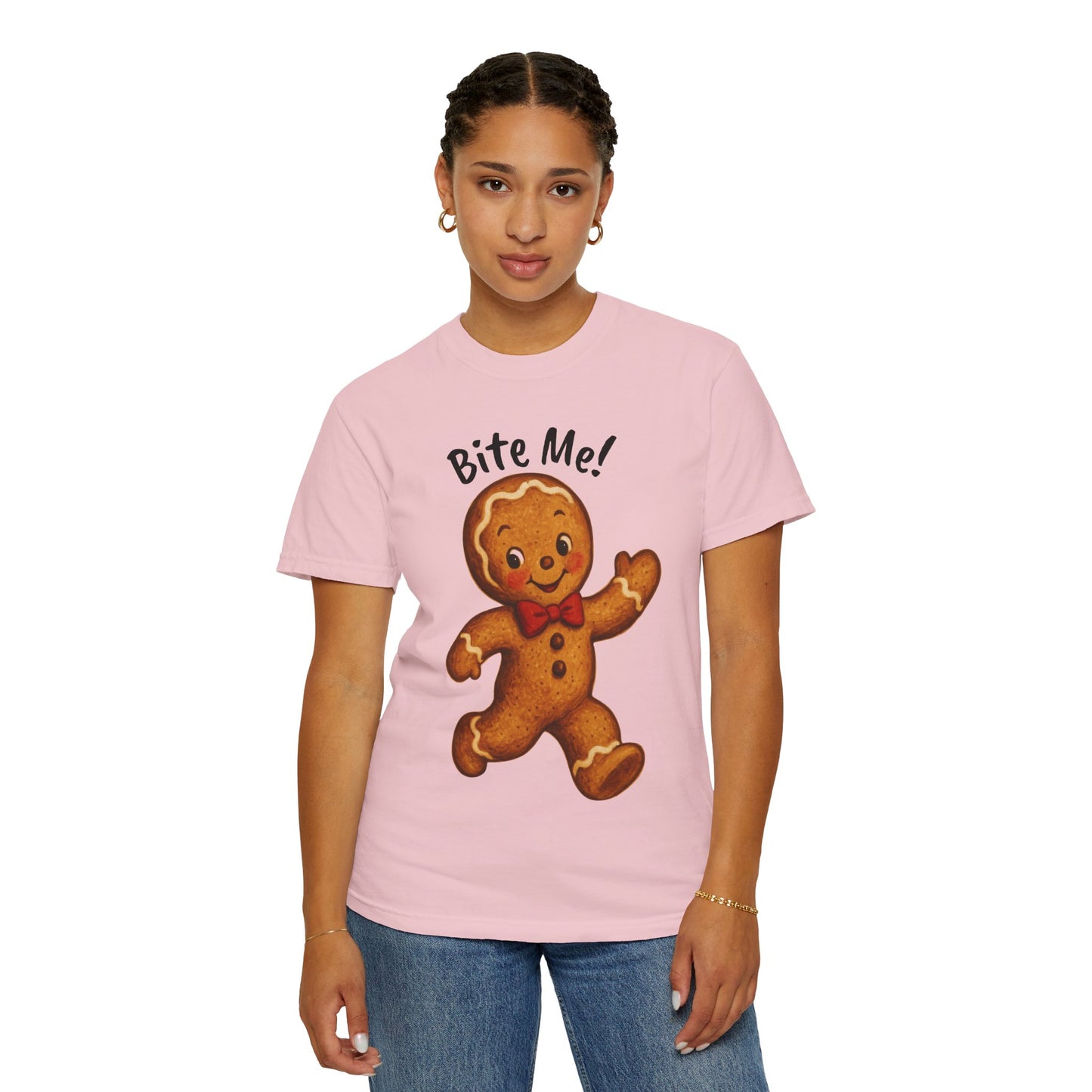 Cute Gingerbread Cookie T-Shirt | Retro Holiday Baking Graphic, Comfort Colors, Bite Me